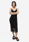 Lace-trimmed Mesh Dress - Black