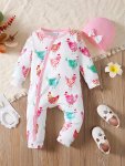 Infant Baby Girl Colorful Cartoon Print Cute Romper Newborn Long Sleeve Casual Bodysuit