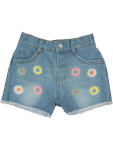 Denim Floral Embroidered Shorts - 3 6 Mths Blue
