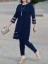 Plus Size Contrast Mesh Two-piece Set Crew Neck 3/4 Sleeve Top & Pants Outfits Women's Plus SizeClothing