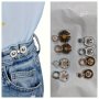 4 Sets Pant Waist Tightener Detachable Jean Buttons For Loose Jeans No Sew And No Tools Button Pins For Jeans Adjustable Jean Buttons Pins