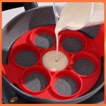 Versatile 7-HOLE Silicone Pancake & Egg Rings - Non-stick Easy Release Baking Molds For Perfect Breakfasts At Home Or In Restaur