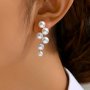 1 Pair Of Dangle Earrings 14k Gold Plated Inlaid Faux Pearl Match Daily Outfits Party Accessories Casual Dating Decor For Female
