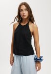 Cotton On Haven Halter Top - Black