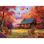 500 Piece Puzzles For Adults Cozy Autumn Cabin Jigsaw Puzzle With Colorful Leaves Pumpkins In Fall 500 Piece Puzzle Wall Decor P