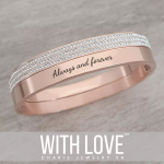 Princess Stack Set Personalized Rose Gold Stainless Steel Clip Open Bangles Size: Small 55MM Diameter