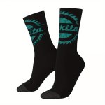 Makita-inspired 3D All Over Print Men's Crew Socks - Knit Polyester Fabric 95% Polyester 5% Elastane Hand Washable - Professiona
