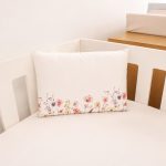 Baby Pillow Case With Inner Design: Variety Of Pink Flowers With White Background In Stock