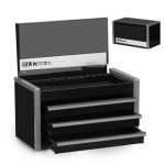 P.i.t. MINI Tool Box 8.6"W X 4.6"D Portable 3 Drawer Steel Stackable Black Tool Box With Magnetic Tab Locking Black Micro Top Ch