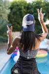 Curved Peak Cap In Navy & White