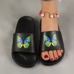 Women's Butterfly Pattern Slides Casual Open Toe Soft Sole Shoes Lightweight Beach Slides