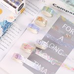 5ROLLS Kawaii Transparent Flower Sticker Tape Diy Decorative Material Tape Handbook Sketchbook Stickers School Supplies Statione