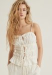 Drawstring-detail Strappy Top - White
