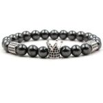 Natural Hematite Stone With Silver Crown & Die