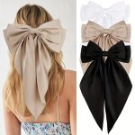 3PCS Elegant Retro Classic Floral Ribbon Bow Barrettes Women Girls Princess Style Casual Leisure Hair Accessories Gift Photo Pro