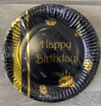 Plates Happy Birthday Black Gold