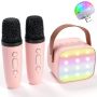 Kidsfaves MINI Karaoke Machine For Kids Adults With 2 Wireless Microphones & Light- Bluetooth Portable Speaker Birthday Gifts For Girls 3-12 Years Old