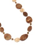 Goldair Gold Glittery Brown Ovals Long Necklace