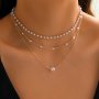 1pc Elegant Multi-Layer Faux Pearl Necklace Vintage Style Clavicle Chain Pendant Versatile Fashion Accessory For Women Daily Wear Jewelry