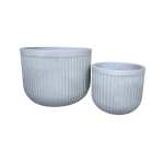 Flute Round Japi Planter In Burnt Cement - Large