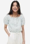 Raglan-sleeved Blouse - Natural White Floral