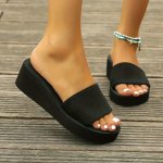 Women's Wedge Heeled Sandals Casual Open Toe Platform Shoes Comfortable Slip On Sandals