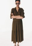 Midi Shirt Dress - Dark Khaki Green