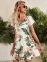 Elegant Floral Print Cut Out Dress Half Sleeve Crew Neck Dress For Party & Banquet Women's Clothing