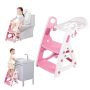Potty Training Seat & Toddler Step Stool Ultimate Stability Toddler Toilet Seat Adjustable Step & Seat Height Potty Seats For Toddlers Girls Pink