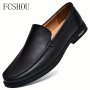 Men's Solid Colour Slip On Loafer Shoes Comfy Non Slip Rubber Sole Durable Casual Dress Shoes Men's Footwear