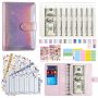 A6 Pu Leather Budget Binder With Cash Envelopes 8PCS Money Saving Binder Pocket 12PCS Expense Budget Sheets 2PCS Zipper Envelope 22 Categories Labels 2PCS