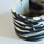 Eco-resin Marbled Planter - Black & White 15CM X 11.5CM X 15CM