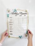 Acrylic Weekly Planner - Golden Floral - 600MM X 600MM