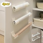 4PCS Storage Rack Multifunctional Wall-mounted Plastic Storage Holder Punching-free Space-saving Storage Organizer For Kitchen A