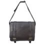 Men's Full Grain Buffalo Leather Laptop Messenger Bag - Dark Brown