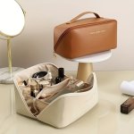 Large-capacity Travel Cosmetic Bag Portable Pu Makeup Pouch Women Waterproof Bathroom Washbag Multifunctional Toiletry Kit