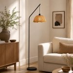 Akari Willa Scalloped Woven Arch Floor Lamp