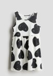 Patterned Cotton Dress - White Hearts