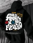 Men's Casual Hoodie Spring autumn Fashion Geometric Pattern Knit Fabric Regular Fit Polyester Stretchy Crew Neck "make Money Not