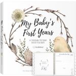 First 5 Years Baby Memory Book Girl Boy - 90 Pages Hardcover First Year Milestone Keepsake Book Newborn Scrapbook For New Parent
