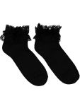 Black Lace Trim Ankle Socks - One Size Black