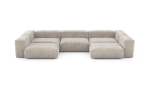 U-shape Sofa - Cord Velours - Platinum - 377CM X 199CM