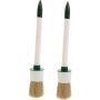 2PIECES Tire Brush Round Wheel Cleaning Tool With Wood Handle For Rims