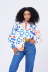 Printed Button-up Shirt For Women Long Sleeve Pattern Shirt Rage - XXL Print