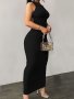 Ribbed Bodycon Solid Dress Elegant Sleeveless Dress For Spring & Summer Women's Clothing
