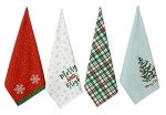 Accenthome Christmas Kitchen Towels Set Of 4 - Absorbent Cotton Dish Towel Merry Christmas Printed Kitchen Linen Bar Towel Durab