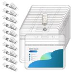 10 Sets Badge Holders And Metal Clips Clear Horizontal Name Tag Id Card Holder With Clip Waterproof Id Badge Holder With Metal C