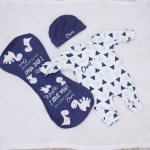 Baby Grow With Beanie Dino Patchwork Set Triangle
